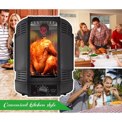 NutriChef Vertical Countertop Rotisserie Oven Roaster, Rotating Shawarma And Kebab Machine with Skewer and Rack, Basket Tower, Roasting Rack, Poultry Tower, Drip Tray, For Meat Chicken Turkey Lamb