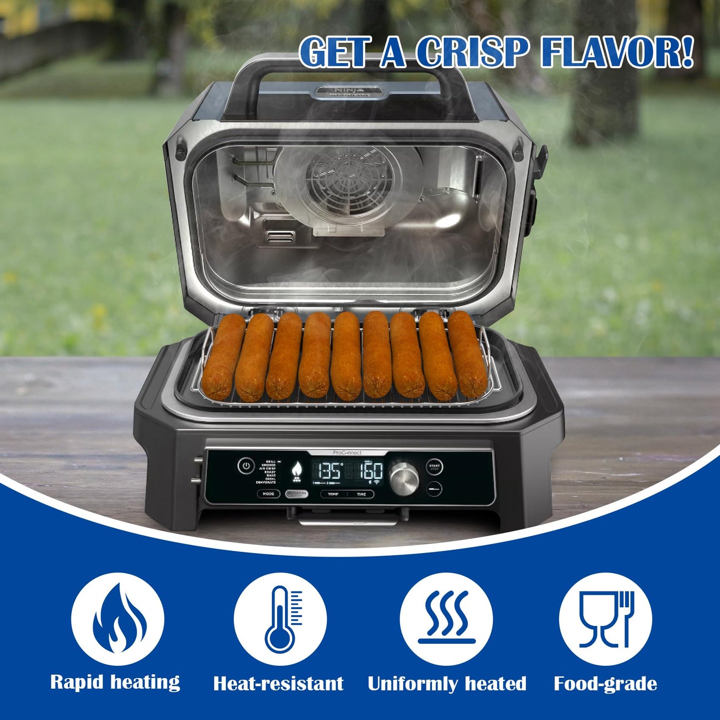 SafBbcue Griddle Plate & Smoke Rack for Ninja Woodfire Pro Connect XL Grill Ninja OG951 OG850 Grill Accessories, XSKGRIDLXL Flat Top Plate & XSKRSTRKXL Roast Rack for Woodfire OG800/900 Series