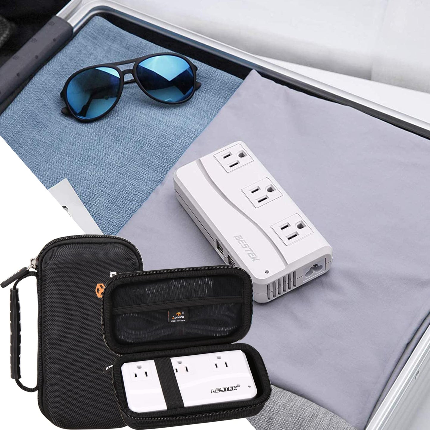 Aproca Hard Storage Travel Case for BESTEK Universal Travel Adapter 220V to 110V Voltage Converter (Black)