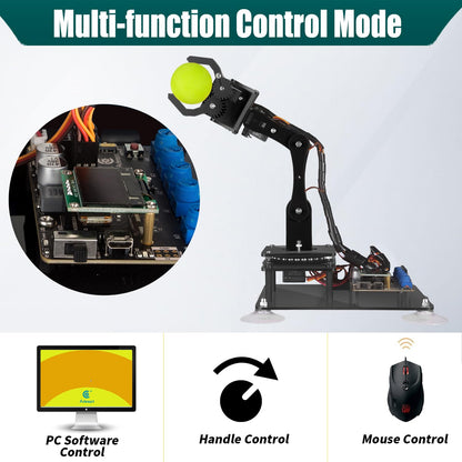 Adeept 5DOF Robotic Arm Kit Compatible with Arduino IDE, Programmable DIY Coding STEM Educational 5 Axis Build Robot Arm,Robot Starter Kit with OLED Display Processing Code and Tutorials - Wooden