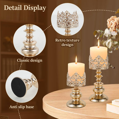 Metal Candle Holder Iron Candle Holder Candle Holder with Openwork Pattern Elegant Candle Holder Easy to Maintain and Clean Candle Holder Matchable Candle Holder Suitable for Party Dining Rooms