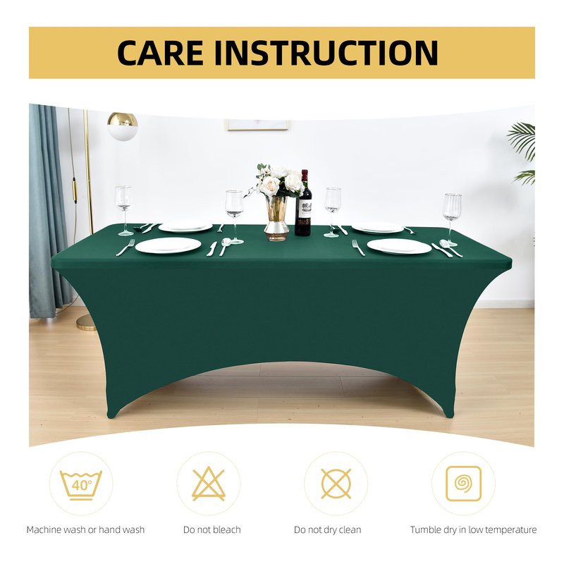 ZarzaaSik 6-Pack 4ft Spandex Table Covers for Rectangular Folding Tables - Wrinkle Resistant Stretch Tight Table Cloths - Ultimate Fitted Table Protector for Parties, Trade Shows, and Wedding