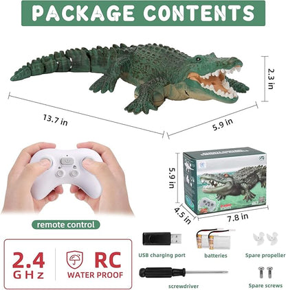 Remote Control Crocodile High Simulation RC Crocodile Boat Toys for Swimming Pool Lakes Bathroom Great Gift RC Boat Alligator Toys for 6+ Year Old Boys and Girls
