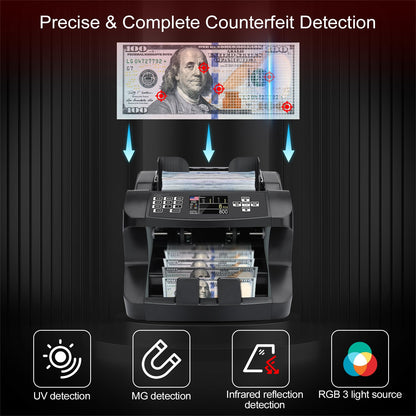Cashtek N10 Money Counter Machine Mixed Denomination, Bill Value Counting for US Dollar with UV/MG/IR Counterfeit Detection, Small Business Commercial use