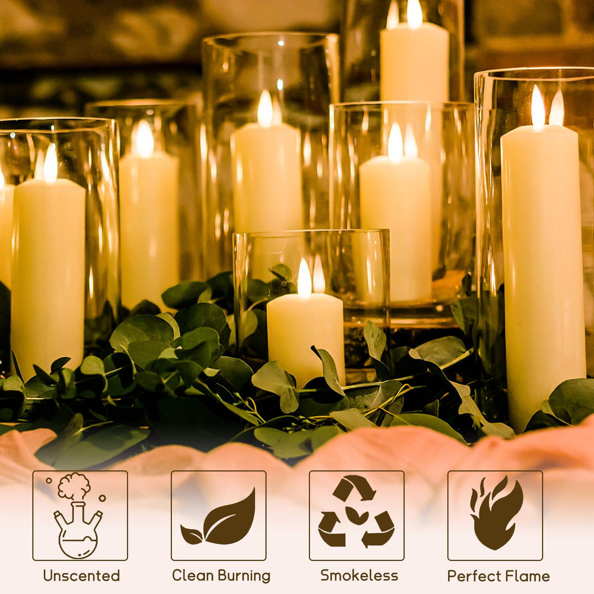 36PC White Pillar Candles Bulk 2 in x 3, 6, 8 Inch Long Burning Wax Pillar Candles Unscented Smokeless Dripless for Wedding Centerpieces Spa Lantern Fireplace Home Christmas Thanksgiving Party Decor