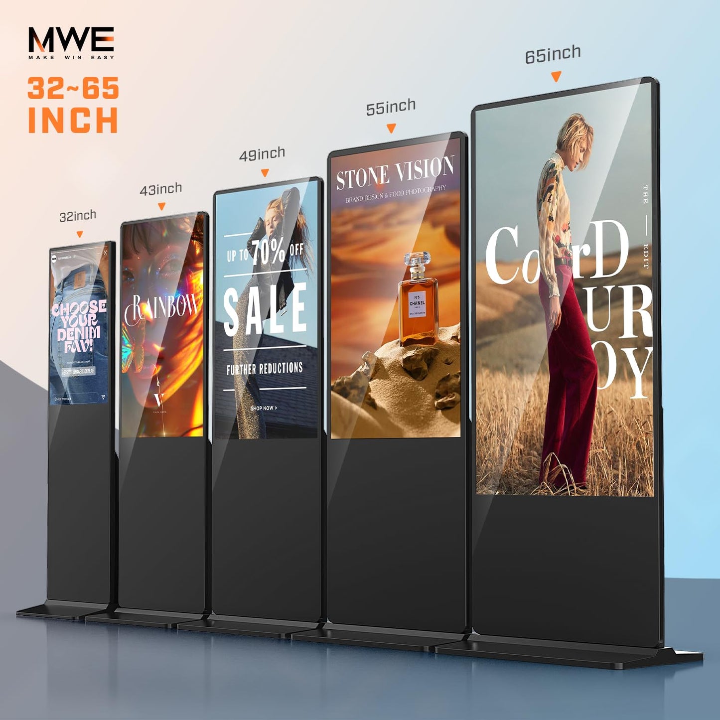 QIXZOCV MWE 54 Inch Indoor Digital Signage Touchscreen Kiosk Floor Standing Advertising Display LCD Totem Interactive Display Poster Android System with Auto Media Player