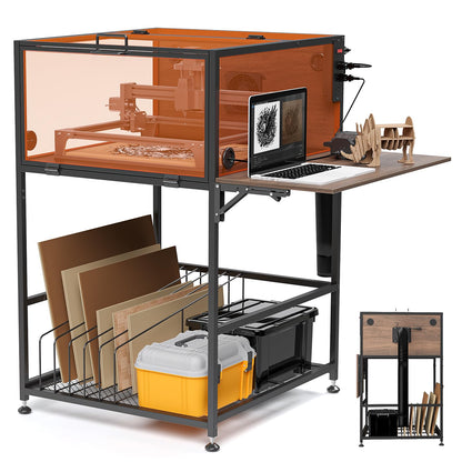 Crafit Laser Engraver Enclosure Cabinet with Exhaust, Laser Engraving Table with Ventilation Fan, Heavy Duty Laser Cutter Protective Cover Tent with Eye Protection, Insulates against Noise Fumes Odors