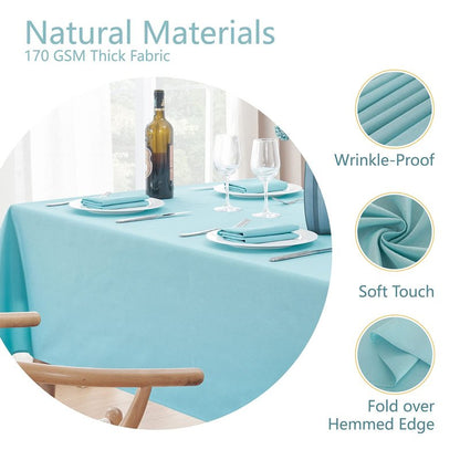 Veblandy Rectangle Tablecloth Waterproof 60x144 inch Linen Textured Table Cloth Stain and Wrinkle Resistant Washable, Decorative Fabric Table Cover for Dining, Party and Camping, Aqua