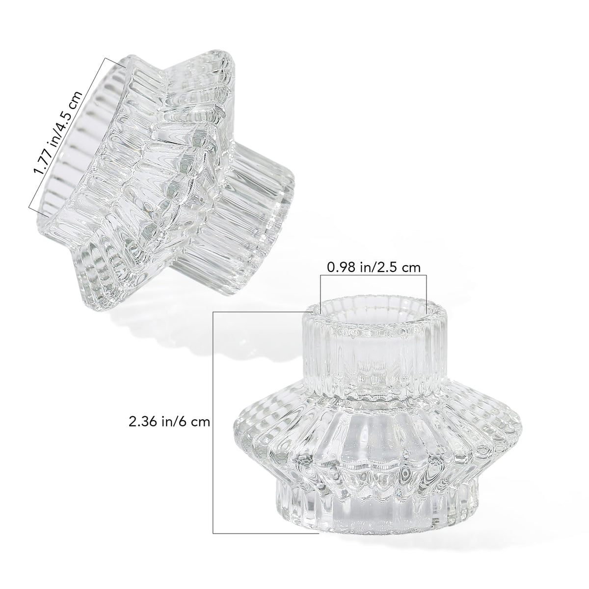 CHOCSTAY Reversible Candlestick Holders Set of 3, Clear Glass Taper and Tealight Candle Holders for Table Centerpiece, Wedding, Party, Home Decor
