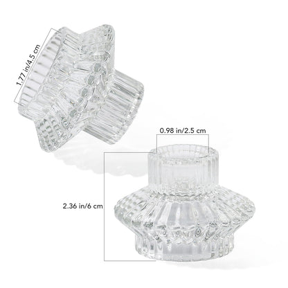 CHOCSTAY Reversible Candlestick Holders Set of 3, Clear Glass Taper and Tealight Candle Holders for Table Centerpiece, Wedding, Party, Home Decor