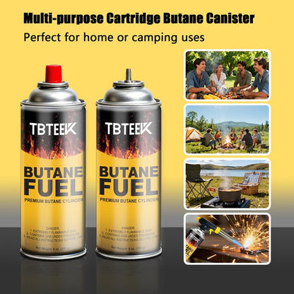 TBTeek Butane Fuel Canister, Butane Gas 8 oz, 3-Pack Premium Pure Refined Butane Gas Refill for Kitchen Torch Head, Camping Stove, Outdoor Cooking, Grilling & Emergency Use