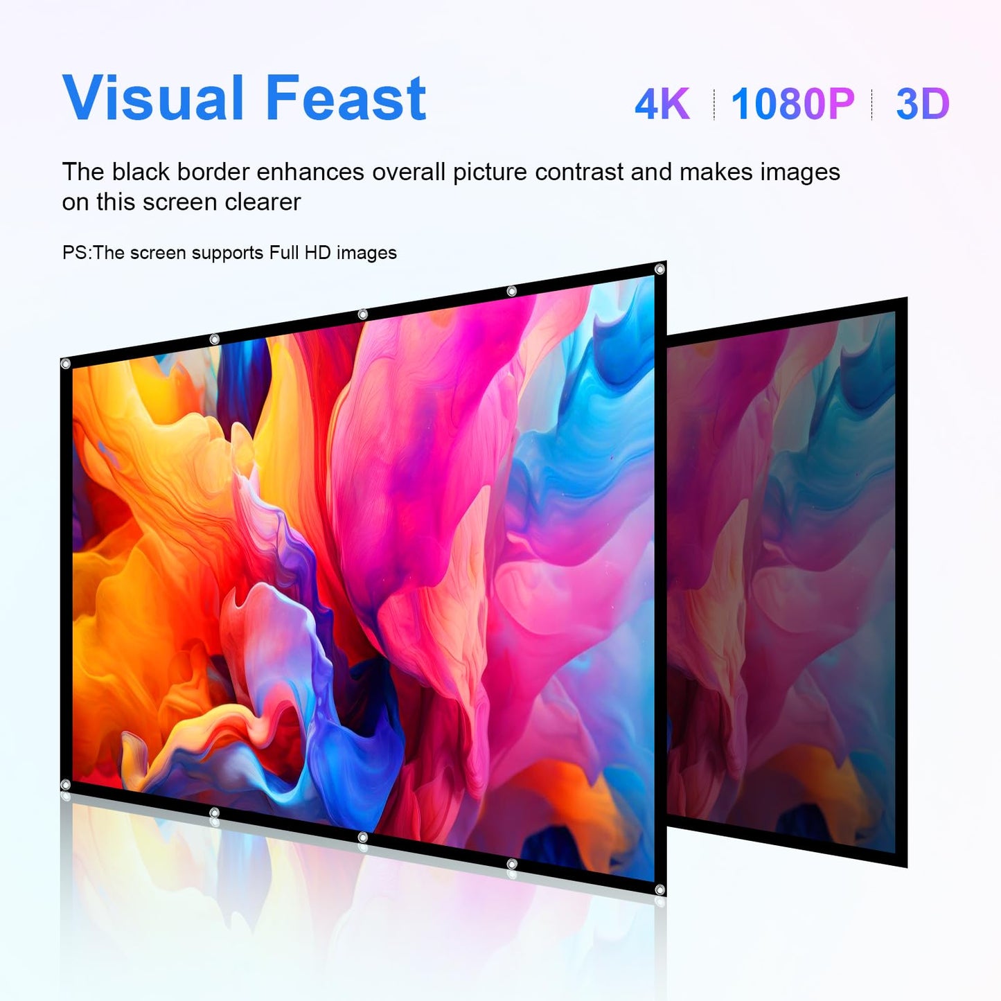 Projector Screen 100 inch,Portable Movie Projector Screen 16:9 HD Indoor Outdoor Double Sided Rear Projection Screen Video for Home, Party, Office, Classroom