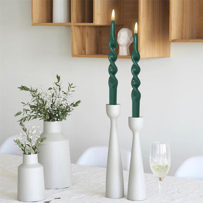 Spiral Taper Candle Dinner Candlesticks,10inches Long Tapered Candles Green Twisted Candlestick Decorative Candle Sticks for Holiday Wedding Party Dinner Table Women Men,1D-Navygreen