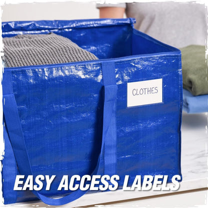 RUGGED RHINO Heavy Duty Extra Large Moving Bags - Durable Blue Storage Solution with Zipper & Strong Handles | 2 Pack