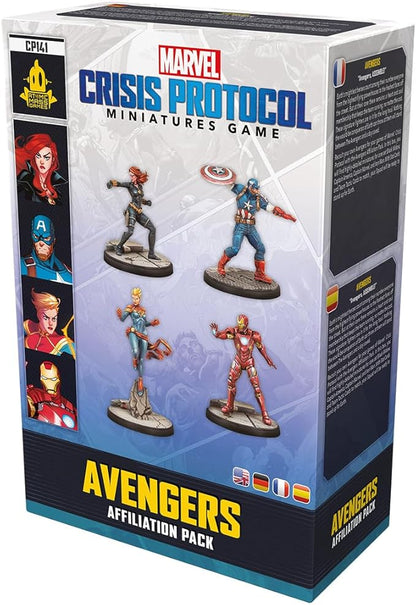 Marvel: Crisis Protocol Avengers AFFILIATION PACK - Earth's Mightiest Heroes in One Box! Tabletop Superhero Game Ages 14+ 2 Players 90 Minute Playtime Made by Atomic Mass Games