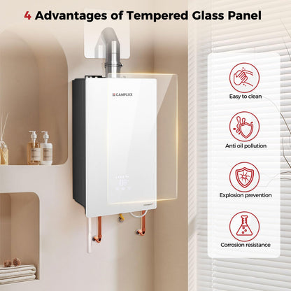 CAMPLUX Climatech 7 170,000 BTU(Real Data) Tankless Water Heater Propane, 6.86 GPM Up to 7.6 GPM, CSA Certified Residential On-Demand Instant Tankless Hot Water Heater Propane Indoor, 4-6 Outlets