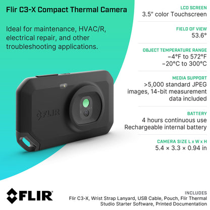 FLIR C3-X Compact Thermal Imaging Camera with WiFi, High Resolution Infrared Imager for Inspection, Electrical, Mechanical, Building, and HVAC Applications