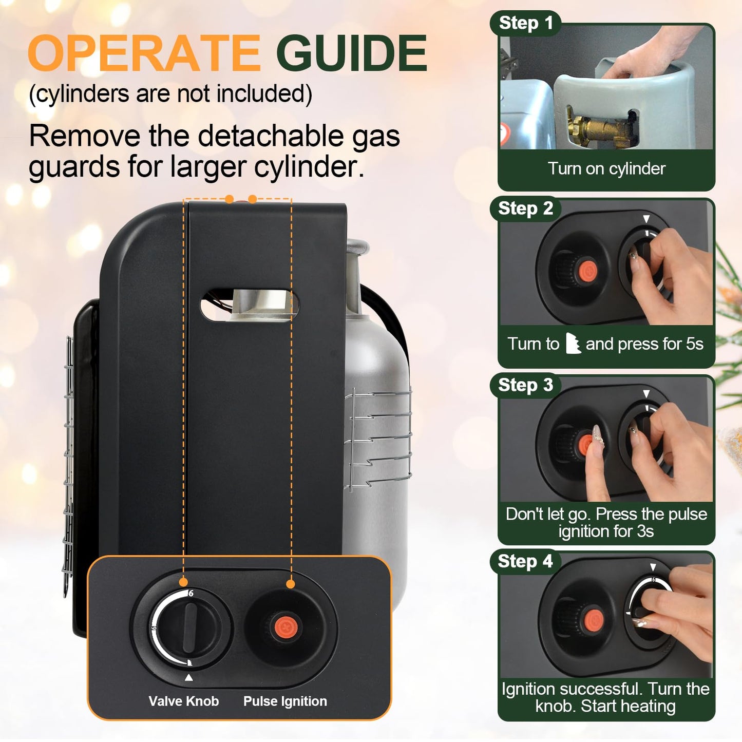 OKF Propane Heater, 6000 to 18000 BTU 3 Modes Indoor Propane Heaters with ODS & Tip-over Protection, Outdoor Heater Propane with Gas Regulator & Hose Heat up to 450 Sq.Ft,for Garage,Camping,Patio,Shop