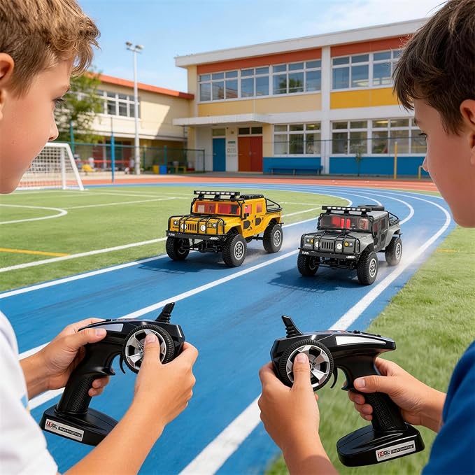 1:12 RC Car Toy 4WD 2.4GHz Remote Control Off-Road Crawler Vehicle IPX4 Waterproof 13MPH Full Metal Chassis with LED Lights Rechargeable Batteries for Adults Kids 8+ (Black)