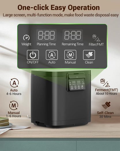 Growell 4L Electric Kitchen Composter, Countertop Compost Bin with Dual Carbon Filters, Visible Window, Auto-Clean, Quiet & Long-Life Upgraded Brushless Motor, Indoor Food Waste Composting Machine