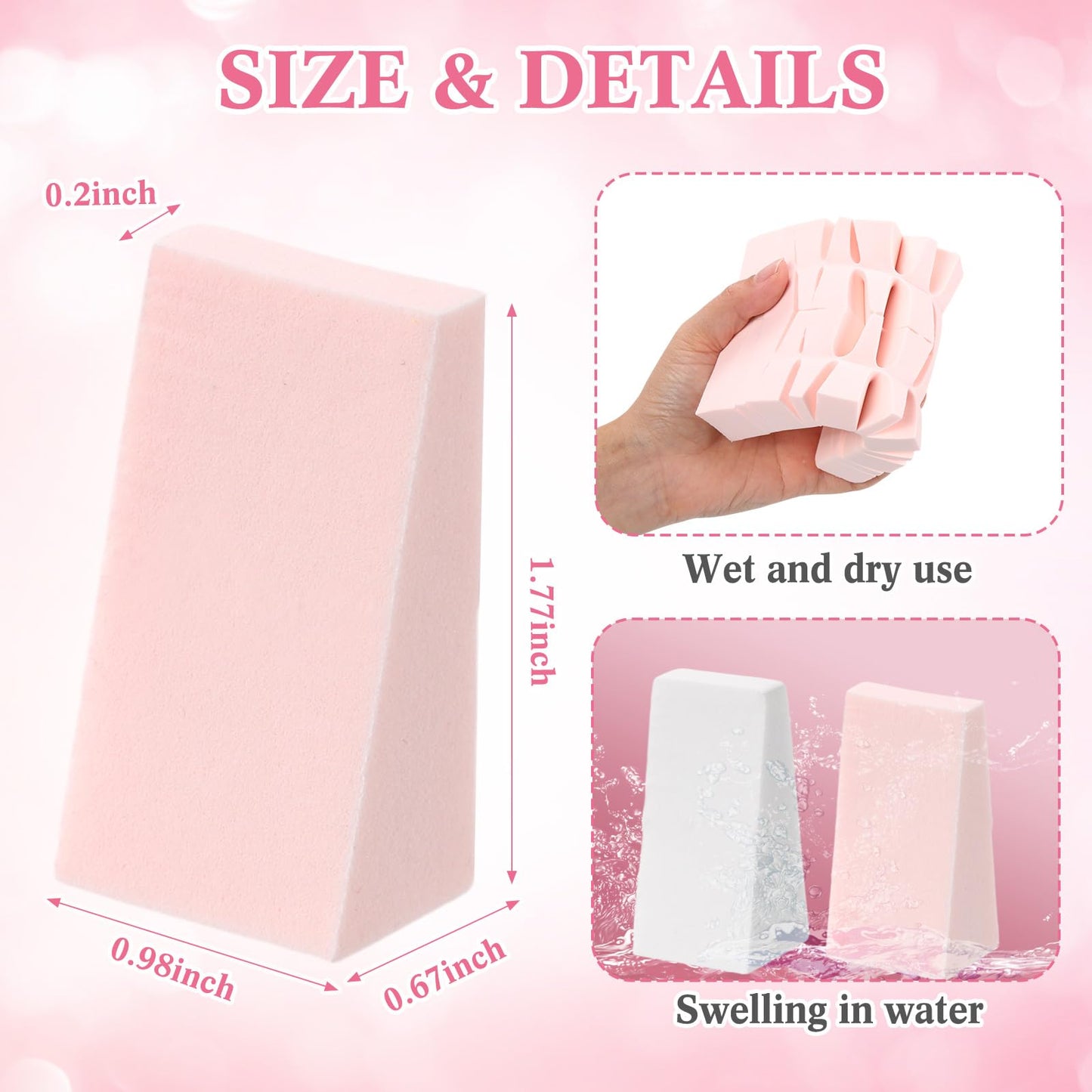 100 Pieces Cosmetic Sponges Latex Makeup Foam Wedges Foundation Beauty Tools (White)