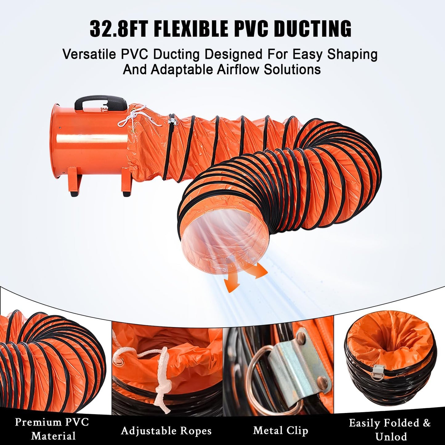 PeacefulHues 16 Inch Portable Exhaust Fan with 32.8Ft Duct, 3500 CFM Ventilator, Heavy Duty Blower for Workshop, Garage, Basement Ventilation