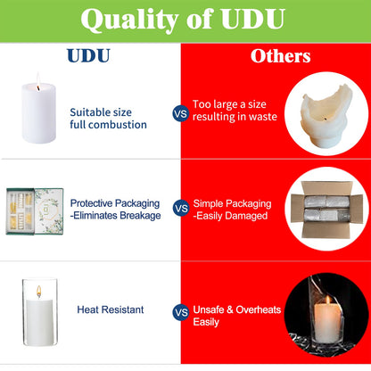 UDU 24 PCS White Pillar Candles with Glass Cylinder Vases Hurricane Glass Candle Holders for Pillar Candles Cylinder Vases for Centerpieces Wedding Table Party Home Decor