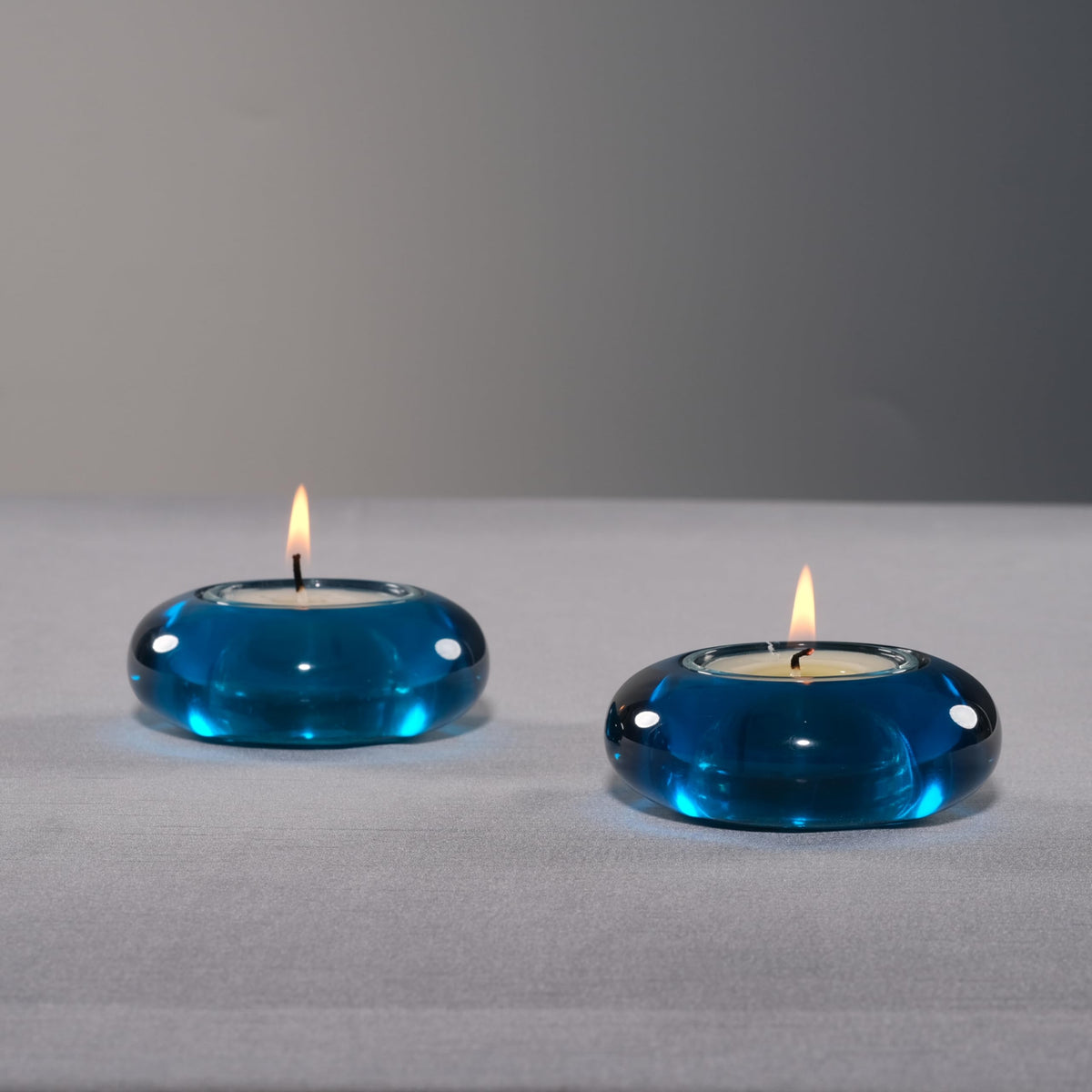 ICNBUYS Handmade Decorative Pebble Tealight Candle Holder Set of 2 - Handcrafted Home Decor Accent for Calming Earthy Aesthetic Blue Diameter 3 inches - Resin