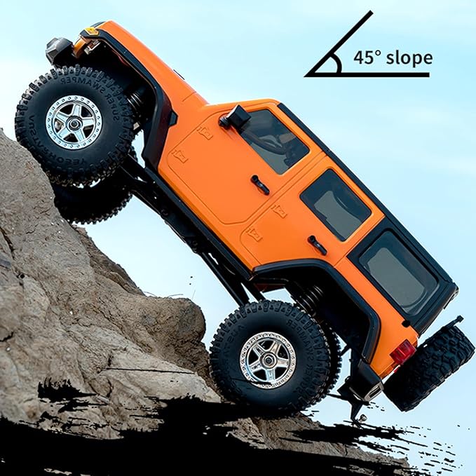 GoolRC RC Crawler 4WD RC Truck D870 RC Rock Crawler 1:18 Scale Remote Control Truck 2.4GHz All Terrains Off Road Climbing Car with LED Lights and 3 Batteries for Adults (Grey)