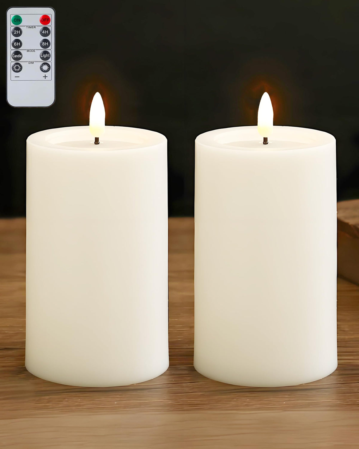 Gmnee 3"x4" Outdoor Waterproof Flameless Candles with Remote and Timers, LED Candles, Battery Operated Candles, Electric Fake Pillar Candles for Patio, Porch, and Lanterns Decor (White, Plastic)