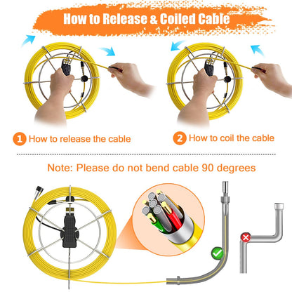 Anysun Sewer Camera with Locator, Pipe Camera with 512Hz Sonde Transmitter and Receiver, IP68 Waterproof Industrial Plumbing Endoscope Drain Snake Cam with 7" LCD Monitor, 8G SD Card (100Ft/30M Cable)