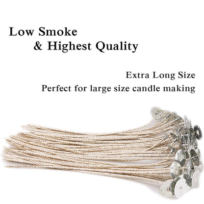 EricX Light 100 Piece 8 inch Soy Wax Candle Wick, Cotton and Paper Interwoven core, Large, for Candle Making, Candle DIY