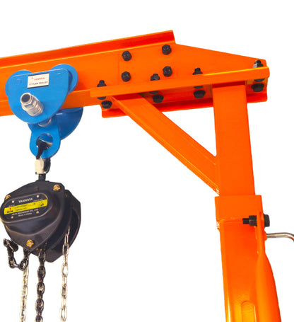 Adjustable Gantry Crane with Trolley and Hoist 2000 LBS, Overall Height Adjustable 7.65~10.91 FT, Shop Crane 1T Garage Crane with Rigging Kit with Rigging Kit