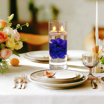 Qazcnd 24 Pack Flameless Floating Candles and Floating Artificial Flower Led Battery Operated Waterproof Floating Candles Tea Lights for Vases Centerpieces at Wedding, Party, Pool Decor Purple