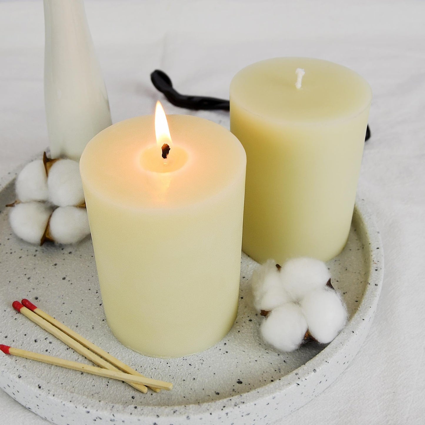 3x6 Inch Ivory Natural Bee Waxs Candle 2Pack,95-100 Hous Long Burning,Pure Pillar Candles,Unscented Smokeless and Dripless for Home Decor Party Wedding