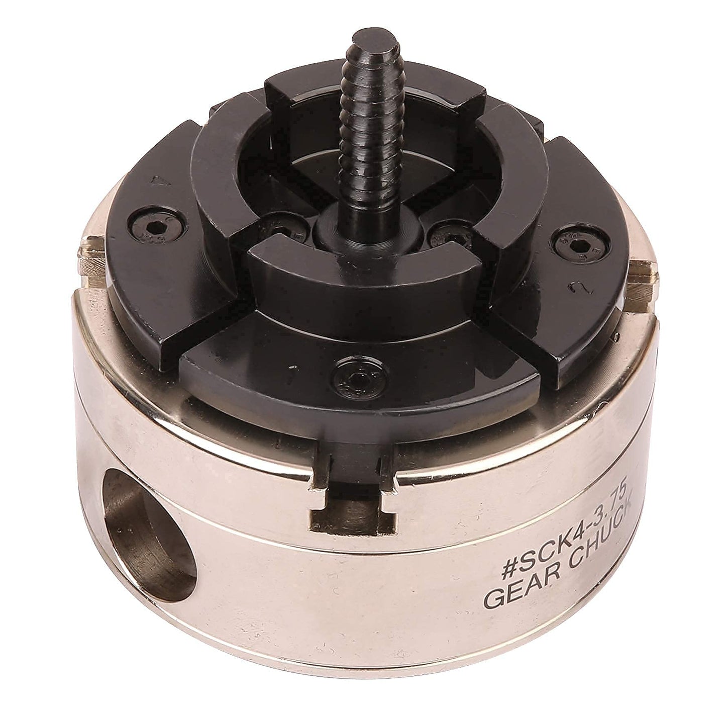 VINWOX 3-3/4INCH 4-Jaw Self-Centering Wood Lathe Chuck, 2" Round Jaw Mounted, 1"x8TPI thread & 3/4"x16TPI Adapter, Tightening Key, T Allen Wrench, Screw Chuck, SCK4-3.75, Nickle electric Coating Body