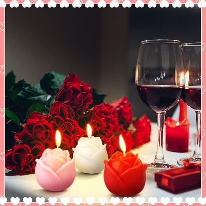 Funnymoom 8 Pcs Valentine Candles Rose Flower Candle Pink Rose Shaped Scented Aromatherapy Candles Tealight for Valentine Bridal Shower Wedding Anniversary Birthday Home