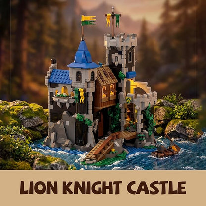 Medieval Lion Knight Castle Building Set Architecture Castle Viking Modular Buildings Ideals Christmas Birthday Gift for History Enthusiasts Creative Gift for Adults （933pcs）