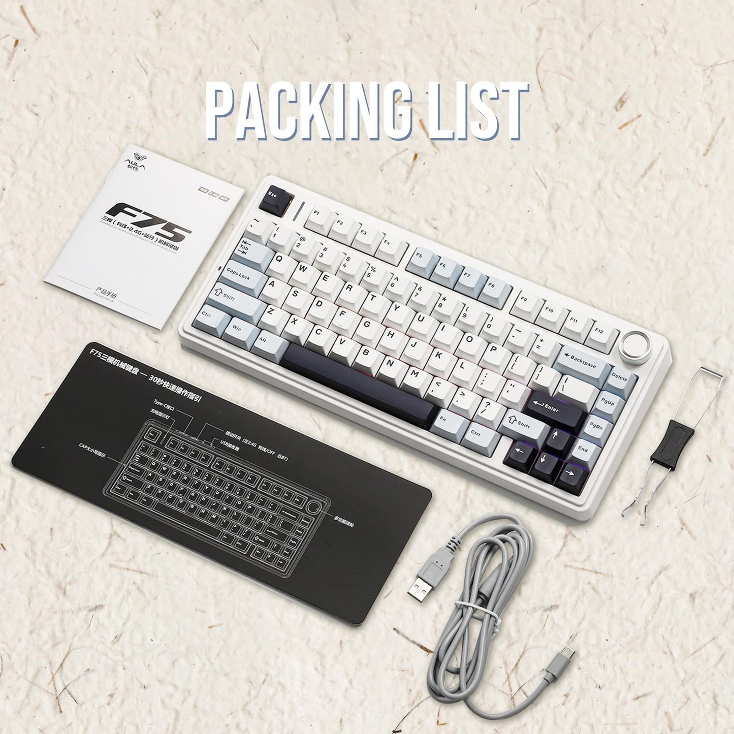 EPOMAKER x Aula F75 Gasket Mechanical Keyboard, 75% Wireless Hot Swappable Gaming Keyboard with Five-Layer Padding&Knob, Bluetooth/2.4GHz/USB-C, RGB (Light Blue, LEOBOG Reaper Switch)
