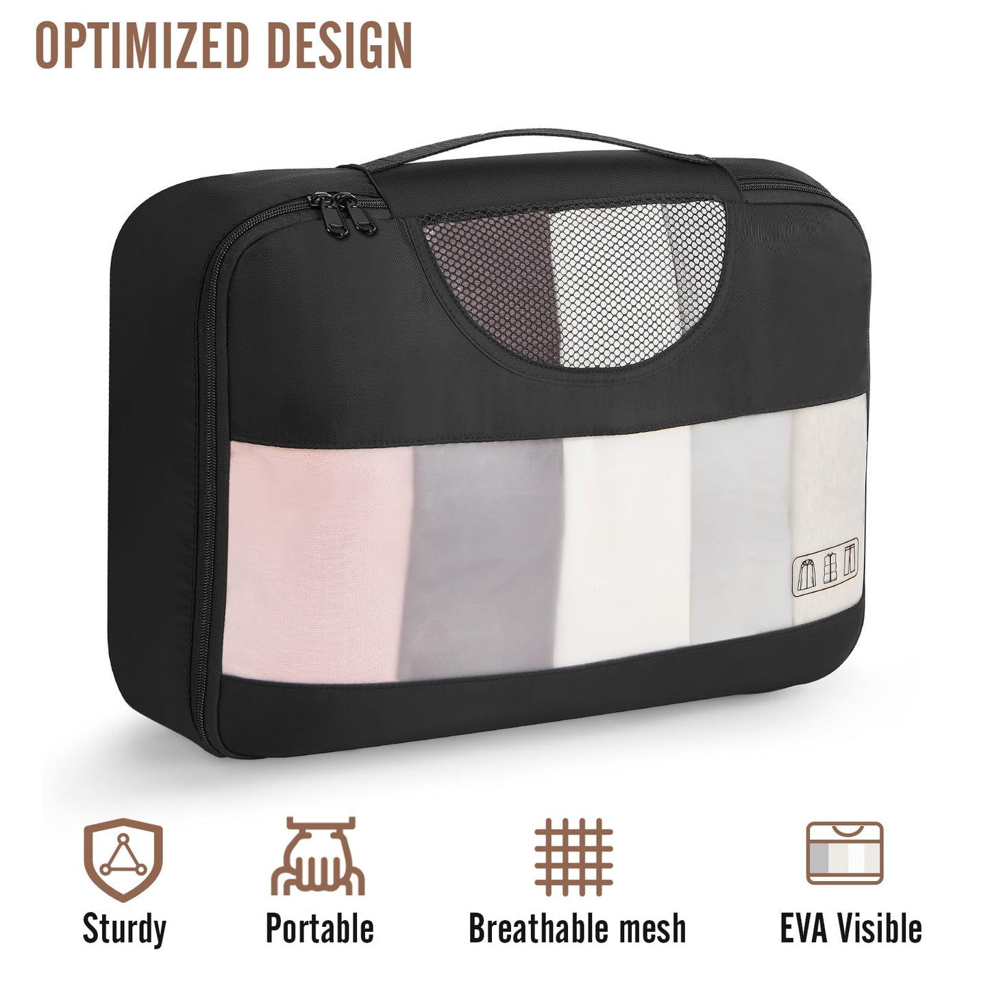 Veken 8 Set Packing Cubes for Travel Essentials, Suitcase Organizer Bags in 4 Sizes, Carry-On Luggage Accessories with Large Laundry & Hanging Toiletry Bag, Must-Have for Airplane, Road Trip & Camping