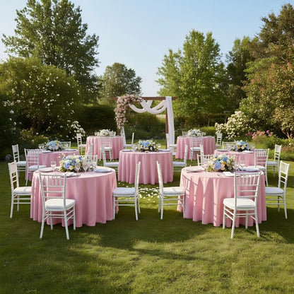 sancua Round tablecloth 90 Inch Diameter, 8 Pack - Circle Polyester Fabric Table cloth for Wedding Christmas Party Reception Banquet Birthday, Washable Formal Table Cover (Fit 30-72 Inch Tables), Pink