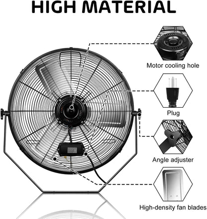 Simple Deluxe 24 Inch Industrial Wall Mount Fan, 3 Speed Metal Fan for Warehouse, Greenhouse, Workshop, Patio, Factory and Basement, Black, 2 Pack