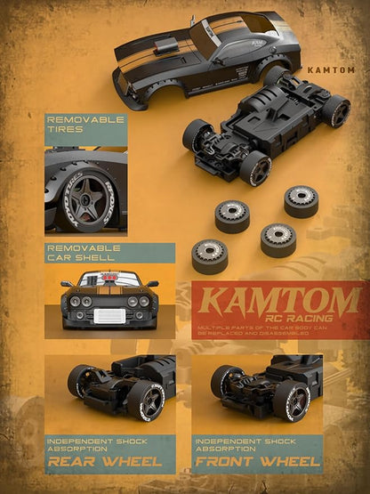 RC Drift Car 1/32 Scale High-Speed 4WD Mini Electric Remote Control Car 30 km/h with Gyro Stabilization and LED Lights Suitable for Adults (KM3299-Red)