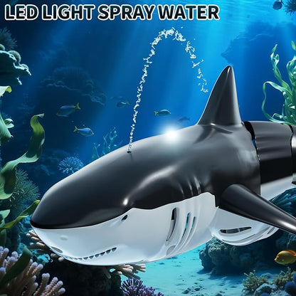 2.4GHz Remote Control Shark Toys for Boys1:18 Scale High Simulation Shark Toys with Light &amp Spray RC Sharks for Pools &amp Lakes Toy Shark Boat Gift for 4 5 6 7 8 9 Year Old Kids Boys Girls