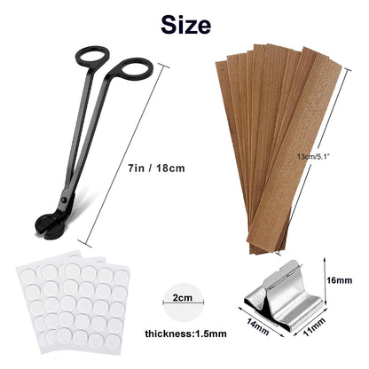 100 PCS Wooden Candle Wicks & Wick Trimmer Wood Candle Wicks 5.1 x 0.5 x 0.04 Inch Smokeless Wood Wicks for Candles with Candle Wick Trimmer and Iron Stand for DIY Candle Making（1mm）