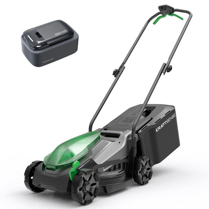 Kraftsense 14" Cordless Lawn Mower, 20V Lightweight Push Mower with 5.0Ah Battery, Ultra-Quiet Motor for Small Yards, Lawn Care, Backyard Maintenance
