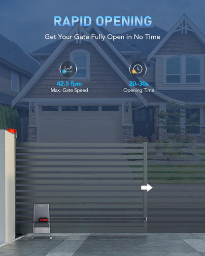 CO-Z 1800 lb Automatic Sliding Gate Opener with 2 Remote Controls, Electric Rolling Driveway Slide Gate Motor, Complete Gate Operator Hardware Security System Kit for Sliding Gate Up to 40 Feet