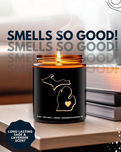 Michigan Candle, Unique Michigan Themed Gifts for Men and Women, Best Sentimental Souvenir Gifts for Moving Away, Thoughtful Home Sick Presents, Ideal for Birthday, Christmas, Graduation, Gift Ready