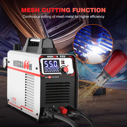 Plasma Cutter 55Amp Non Touch Pilot Arc Non-High Frequency,Non-Touch Dual Voltage 110V/220V Plasma Cutting Machine with LCD Screen IGBT Inverter 3/4'' Max Cut, Post Flow Mesh Cut 2T/4T