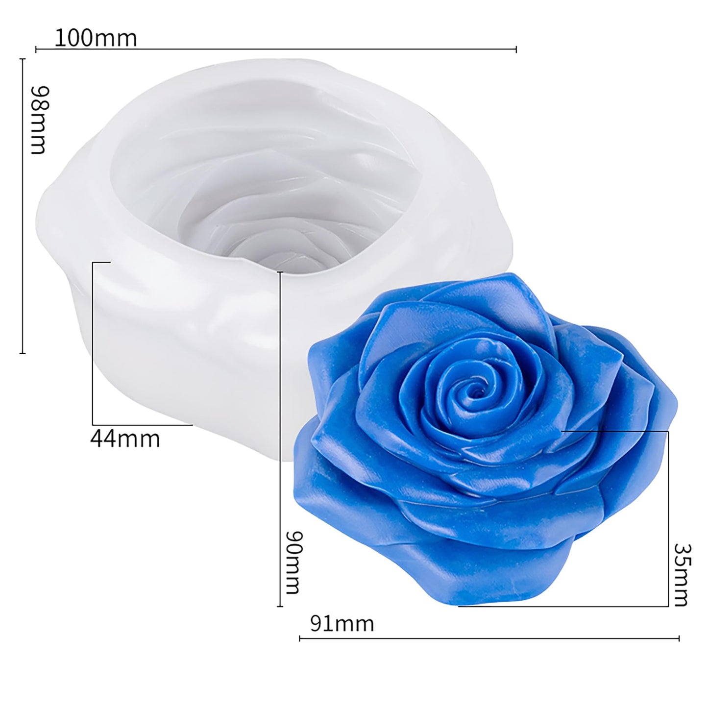 Flower Succulent Rose Peony Molds Silicone Wave Spiral Candle Mold - Silicone Resin Casting Molds for Candle & Resin & Soap Craft Supplies